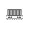 Freight car on rails, cargo wagon, train grey icon.