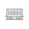 Freight car on rails, cargo wagon, train line icon.