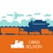 Freight cargo transport icons background in flat