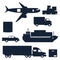 Freight cargo transport icons set in flat design