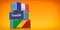 Freight container with France and Republic of the Congo flag.