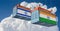 Freight container with India and Israel flag.