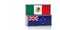 Freight container with New Zealand and Mexico national flag.
