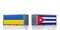Freight container with Ukraine and Cuba national flag.