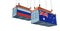 Freight containers with Australia and Russia flag.