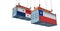 Freight containers with Chile and Panama national flags.