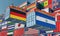 Freight containers with Germany and El Salvador national flags.