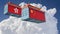 Freight Containers with Hong Kong and China flags.