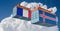 Freight containers with Iceland and France flag.
