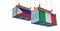 Freight containers with Italy and Philippines flag.