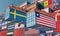 Freight containers with Liberia and Sweden flag.