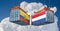 Freight containers with Netherlands and Ecuador flag.