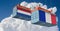 Freight containers with Netherlands and France flag.