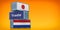 Freight containers with Netherlands and Japan flag.