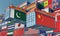 Freight containers with Pakistan and China flag.