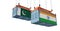 Freight containers with Pakistan and India flag.