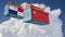 Freight Containers with Panama and China flags.