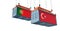 Freight containers with Portugal and Turkey national flags.