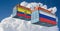 Freight containers with Russia and Ecuador flag.