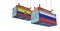 Freight containers with Russia and Ecuador flag.