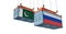 Freight containers with Russia and Pakistan flag.