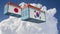 Freight Containers with South Korea and Japan flags.