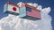 Freight Containers with USA and Japan flags.