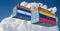 Freight containers with Venezuela and El Salvador flag.