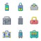 Freight icons set, cartoon style