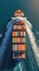 Freight in motion Aerial shot captures container ships sea voyage