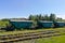 Freight railroad hopper cars. Surgut, Russia - June 22, 2020