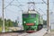 Freight retro electric locomotive moves