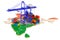 Freight Shipping in India concept. Harbor cranes with cargo containers on the Indian map. 3D rendering