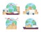 Freight shipping modes flat concept vector illustration set