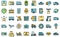 Freight traffic icons set vector flat