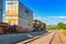 Freight train BNSF Railway Companies on a sunny day in Arizona