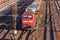 Freight train from german rail, deutsche bahn, drives through the freight yard
