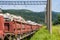 Freight train loaded with stones and minerals, mining.