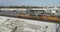 Freight train passing through the railroad yards downtown alongside the LA river