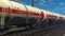 Freight train with petroleum tank cars