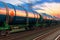 Freight train with petroleum tankcars