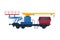 Freight Train, Railway Crane Mechanism for Lifting and Moving Cargo, Railroad Transportation Flat Vector Illustration on