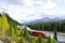 Freight train running in Canadian Rockies in Autumn, Canadian Rockies