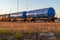 Freight train transporting liquid fuel at depot