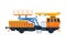 Freight Train Wagon, Railway Crane for Lifting and Moving Cargo, Railroad Transportation Flat Vector Illustration on