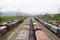 Freight trains in rail yard