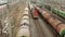 Freight trains at railroad shunting yard