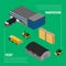 Freight transportation isometric concept