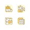 Freight transportation yellow RGB color icons set