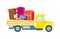 Freight truck with furniture vector icon